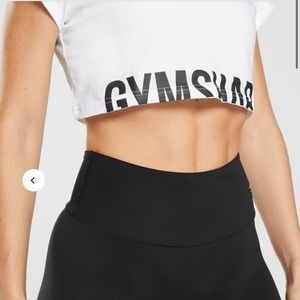 Gymshark white fraction crop top